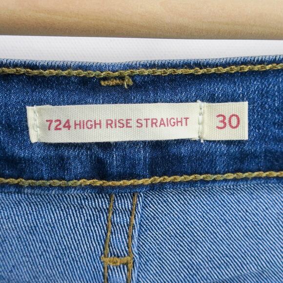 Levi’s 724 High-Rise Straight Jeans Women’s 30 Slim Fit Dark Wash Stretch Denim - Picture 5 of 12